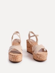 Linzi Nude Vivid Cork Wedge Sandals With Crossover Straps - Image 4 of 6