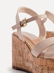 Linzi Nude Vivid Cork Wedge Sandals With Crossover Straps - Image 5 of 6