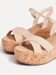 Linzi Nude Vivid Cork Wedge Sandals With Crossover Straps - Image 6 of 6