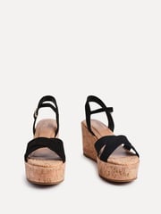 Linzi Black Vivid Cork Wedge Sandals With Crossover Straps - Image 3 of 5