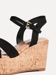 Linzi Black Vivid Cork Wedge Sandals With Crossover Straps - Image 5 of 5