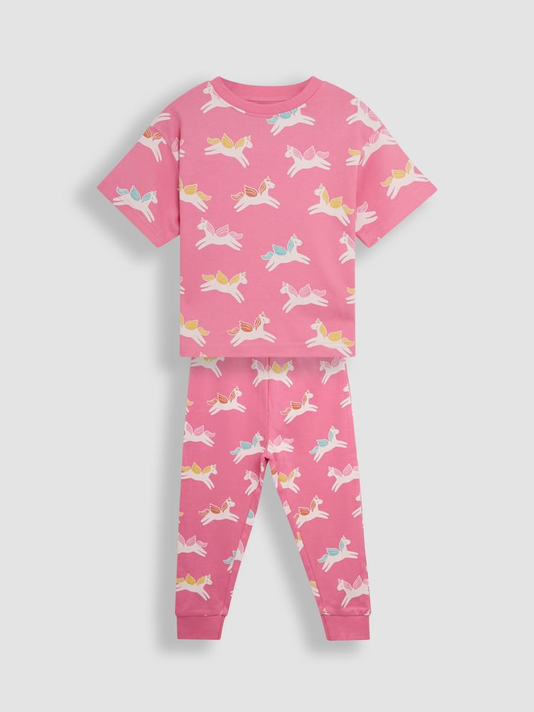 JoJo Maman Bébé Pink 100% Cotton Print Jersey Pyjamas 2 Pack - Image 2 of 4