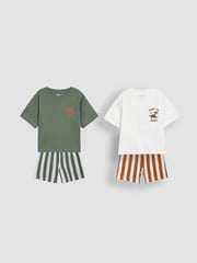 JoJo Maman Bébé Stone Print Short Jersey Pyjamas 2 Pack - Image 1 of 15