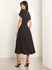 Lipsy Black Petite Knot Side Midi Dress - Image 2 of 4