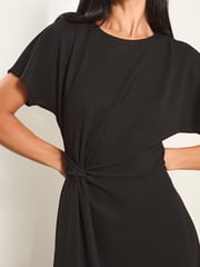 Lipsy Black Petite Knot Side Midi Dress - Image 3 of 4