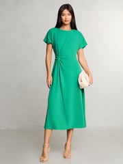 Lipsy Green Knot Side Midi Dress - Image 1 of 4