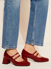 Friends Like These Red Standard Fit Low Block Heel Double Strap Mary Jane Court Shoes - Image 2 of 5