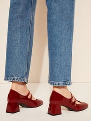 Friends Like These Red Standard Fit Low Block Heel Double Strap Mary Jane Court Shoes - Image 4 of 5