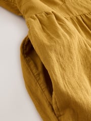Ochre Yellow Ruffled Tie Back Wide Leg Boho 100% Cotton Jumpsuit - Image 7 of 8