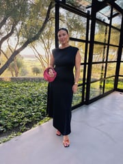 Black Boat Neck Maxi Linen Blend Dress - Image 4 of 4
