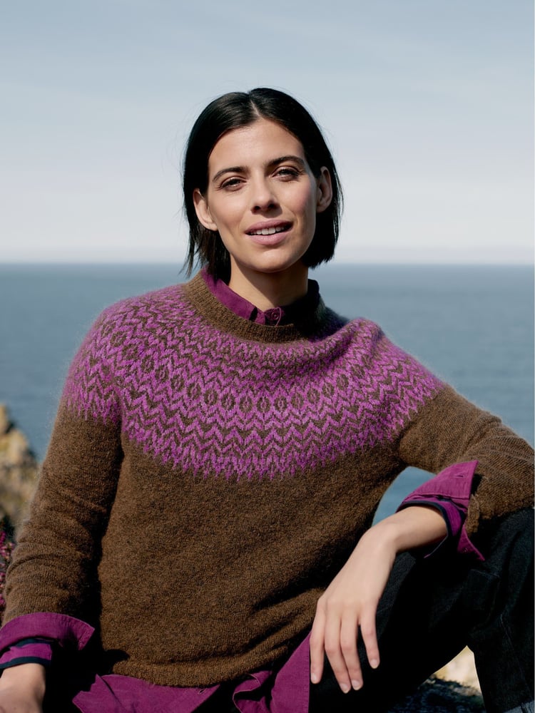 Seasalt Cornwall Brown Spruce Frost Fairisle Pattern Jumper - Image 1 of 12