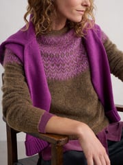 Seasalt Cornwall Brown Spruce Frost Fairisle Pattern Jumper - Image 10 of 12