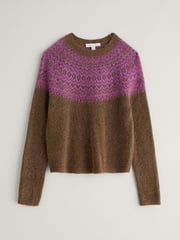 Seasalt Cornwall Brown Spruce Frost Fairisle Pattern Jumper - Image 11 of 12