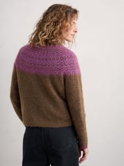 Seasalt Cornwall Brown Spruce Frost Fairisle Pattern Jumper - Image 9 of 12