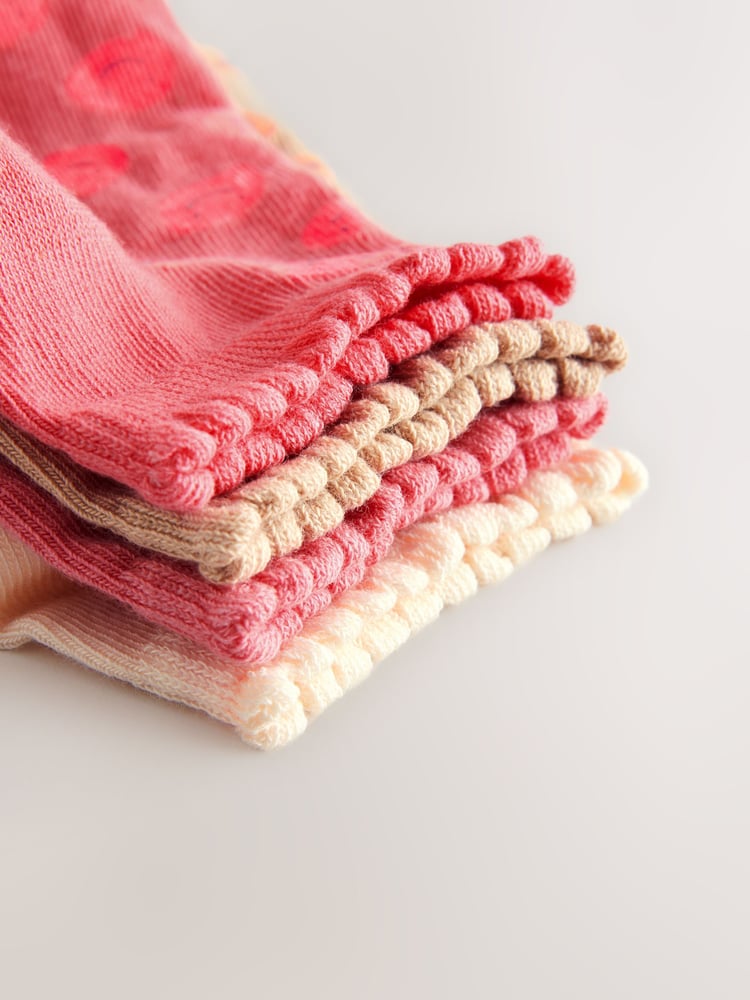 Pink/Tan 4 Pack Cotton Rich Trainer Socks - Image 2 of 3