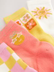 Pink/Yellow Cotton Rich Ankle Socks 4 Pack - Image 2 of 3