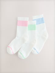 White Regular Length Cotton Rich Cushioned Sole Ankle Socks 3 Pack - Image 1 of 3