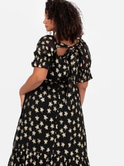 Lovedrobe Star Detail Puff Sleeve Midi Black Dress - Image 6 of 6
