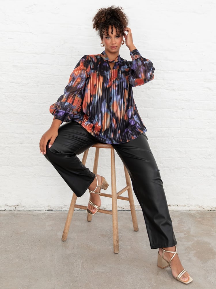 Lovedrobe Blue Twist Neck Long Sleeve Blouse - Image 1 of 6