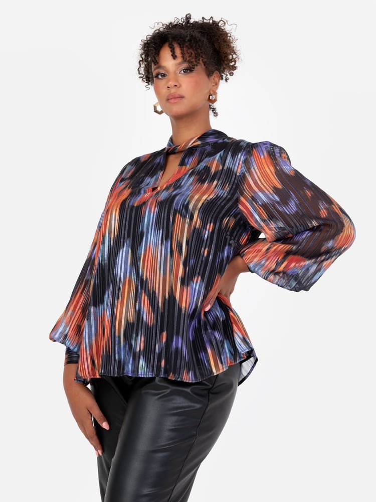 Lovedrobe Blue Twist Neck Long Sleeve Blouse - Image 2 of 6