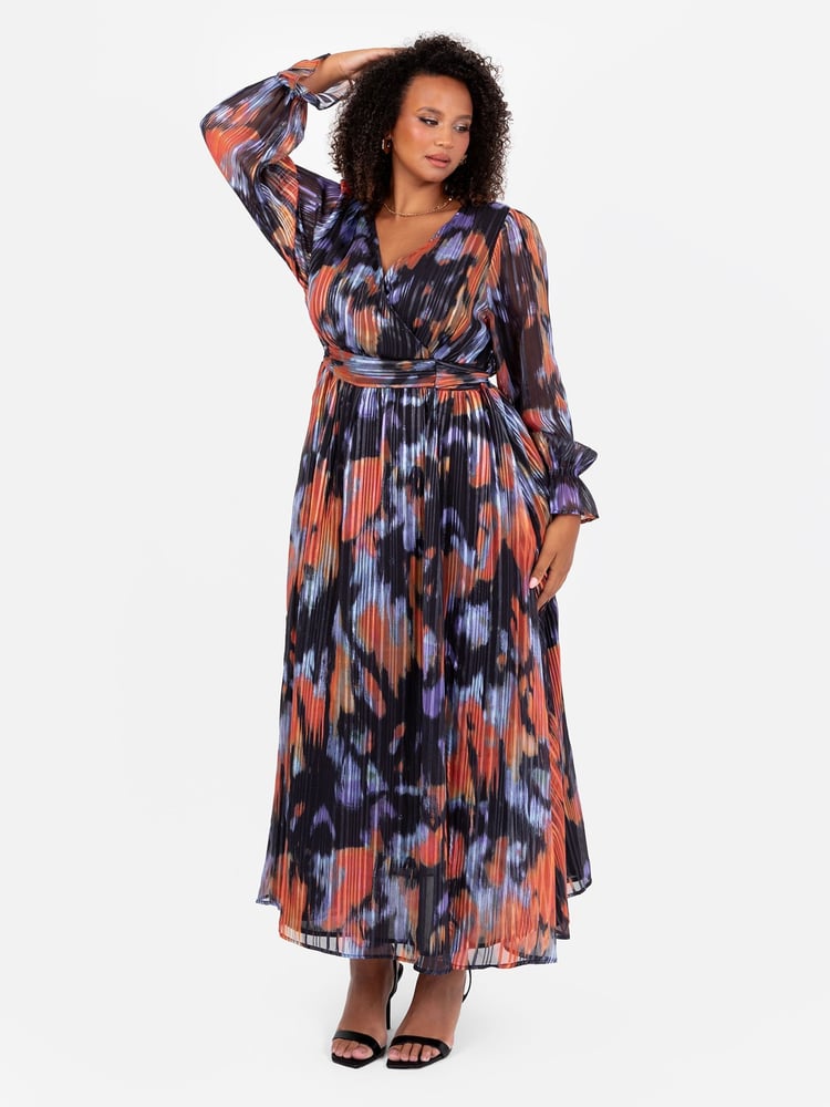 Lovedrobe Blue Wrap Front Tie Back Midaxi Dress - Image 5 of 5