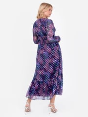 Lovedrobe Purple Button Front Midaxi Dress With Metallic Dobby - Image 2 of 6