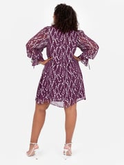 Lovedrobe Purple Metallic Dobby Frill Neck Swing Dress - Image 2 of 5