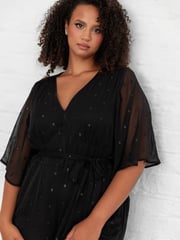 Lovedrobe Clip Spot Black Jumpsuit With Waist Tie - Image 6 of 6