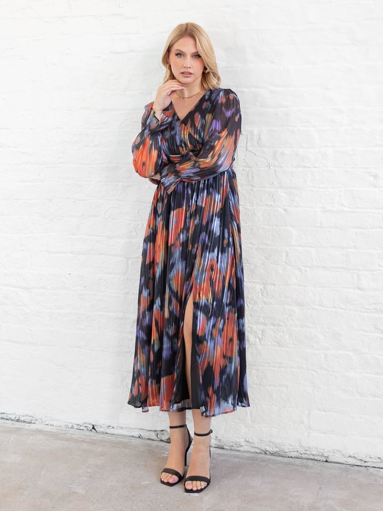 Lovedrobe Blue Wrap Front Tie Back Midaxi Dress - Image 6 of 6