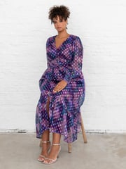 Lovedrobe Purple Button Front Midaxi Dress With Metallic Dobby - Image 1 of 6