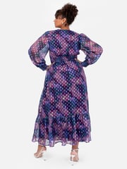 Lovedrobe Purple Button Front Midaxi Dress With Metallic Dobby - Image 2 of 6