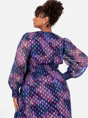 Lovedrobe Purple Button Front Midaxi Dress With Metallic Dobby - Image 4 of 6