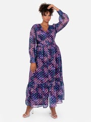 Lovedrobe Purple Button Front Midaxi Dress With Metallic Dobby - Image 5 of 6