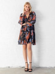 Lovedrobe Blue Elasticated Waist V-Neck Mini Dress - Image 1 of 6