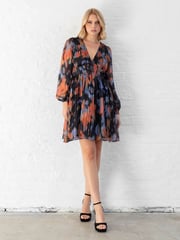 Lovedrobe Blue Elasticated Waist V-Neck Mini Dress - Image 5 of 6
