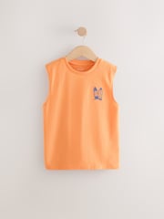 Blue/Orange/Stone Palm Tank Vests 3 Pack (3-16yrs) - Image 4 of 7