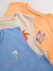 Blue/Orange/Stone Palm Tank Vests 3 Pack (3-16yrs) - Image 7 of 7