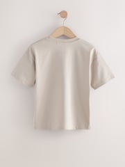White/Blue/Coral/Cement Relaxed Fit 100% Cotton Short Sleeve Embroidered T-Shirts 4 Pack (3-16yrs) - Image 3 of 8