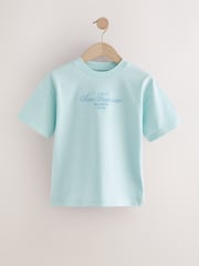 White/Blue/Coral/Cement Relaxed Fit 100% Cotton Short Sleeve Embroidered T-Shirts 4 Pack (3-16yrs) - Image 4 of 8