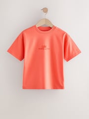 White/Blue/Coral/Cement Relaxed Fit 100% Cotton Short Sleeve Embroidered T-Shirts 4 Pack (3-16yrs) - Image 6 of 8