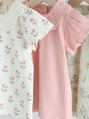 Pink and White Floral Baby Jersey Short Sleeve Tops 3 Pack - Image 7 of 11