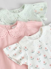 Pink and White Floral Baby Jersey Short Sleeve Tops 3 Pack - Image 8 of 11