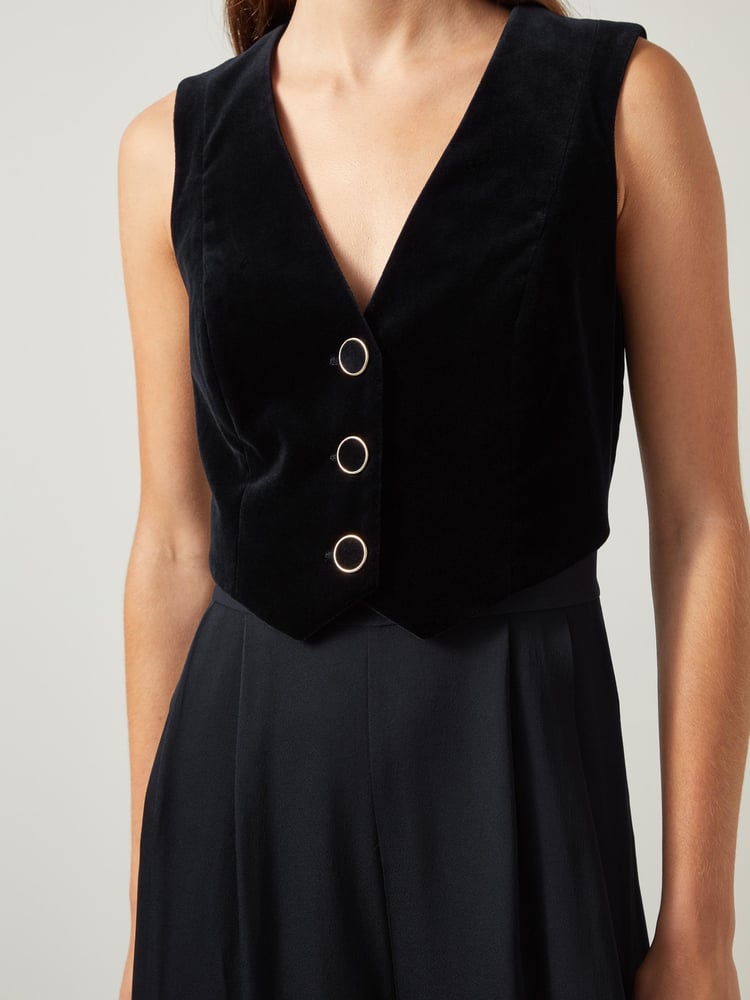 LK Bennett Black Carine Waistcoat Culotte Jumpsuit - Image 3 of 3