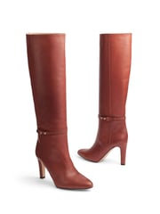 LK Bennett Brown Slim Caterina Teak High Block Stiletto Boots - Image 3 of 4