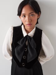 LK Bennett Black Carine Petite Waistcoat Culotte 100% Cotton Jumpsuit - Image 3 of 5