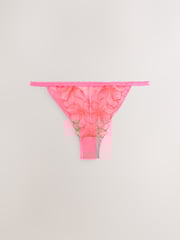 Bright Pink Brazilian Premium Embroidery Knickers - Image 1 of 3