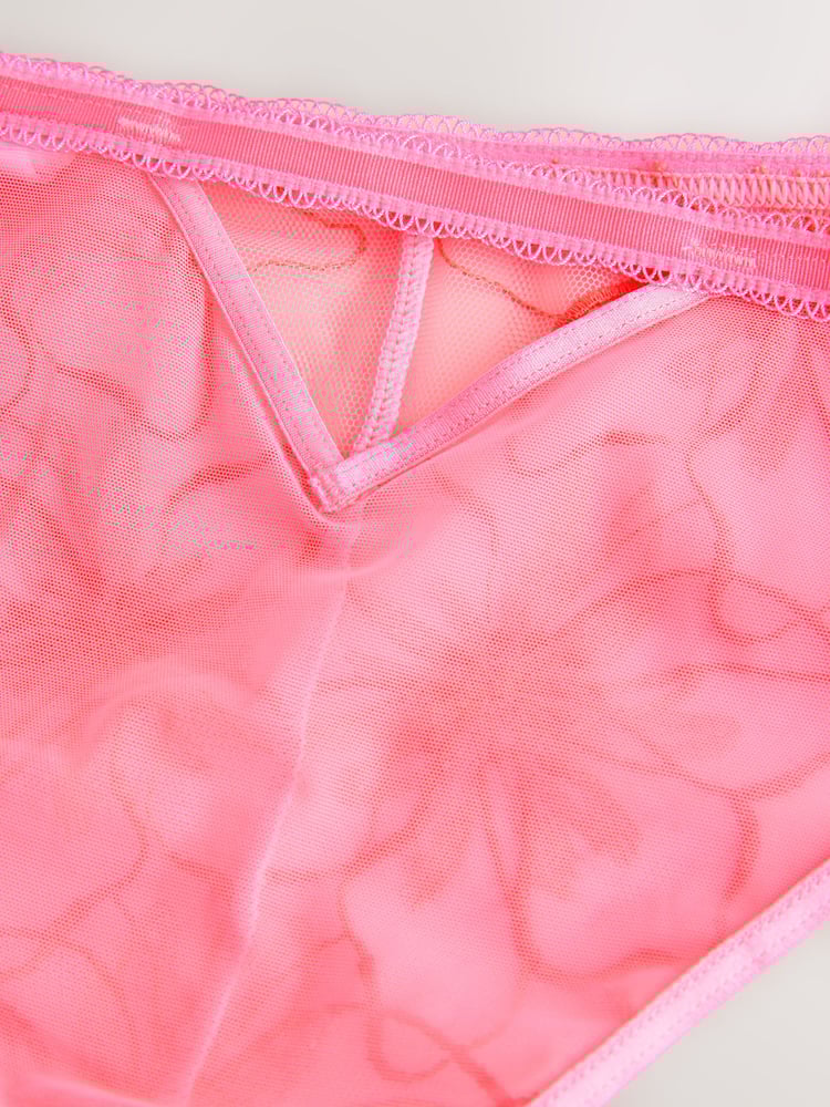 Bright Pink Brazilian Premium Embroidery Knickers - Image 2 of 3 Bright Pink Brazilian Premium Embroidery Knickers - Image 2 of 3