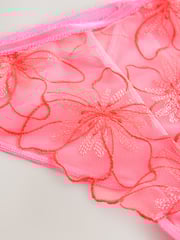 Bright Pink Brazilian Premium Embroidery Knickers - Image 3 of 3