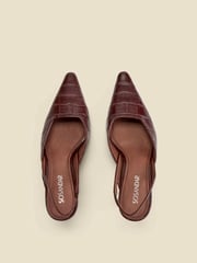 Sosandar Brown Croc Effect Leather Slingback Heels - Image 3 of 4