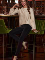 Sosandar Cream Sequin Jumper With Black Bow Detail - Image 2 of 3